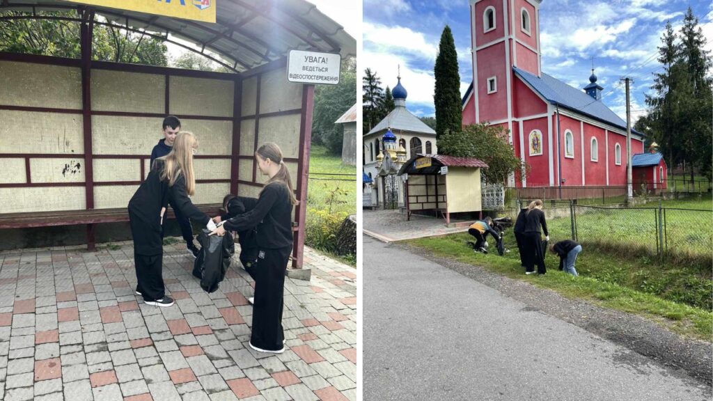 Діти прибирають
