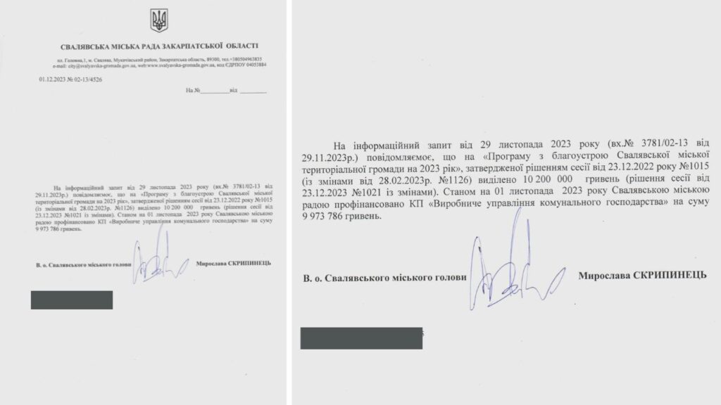 Видатки на благоустрій Свалява