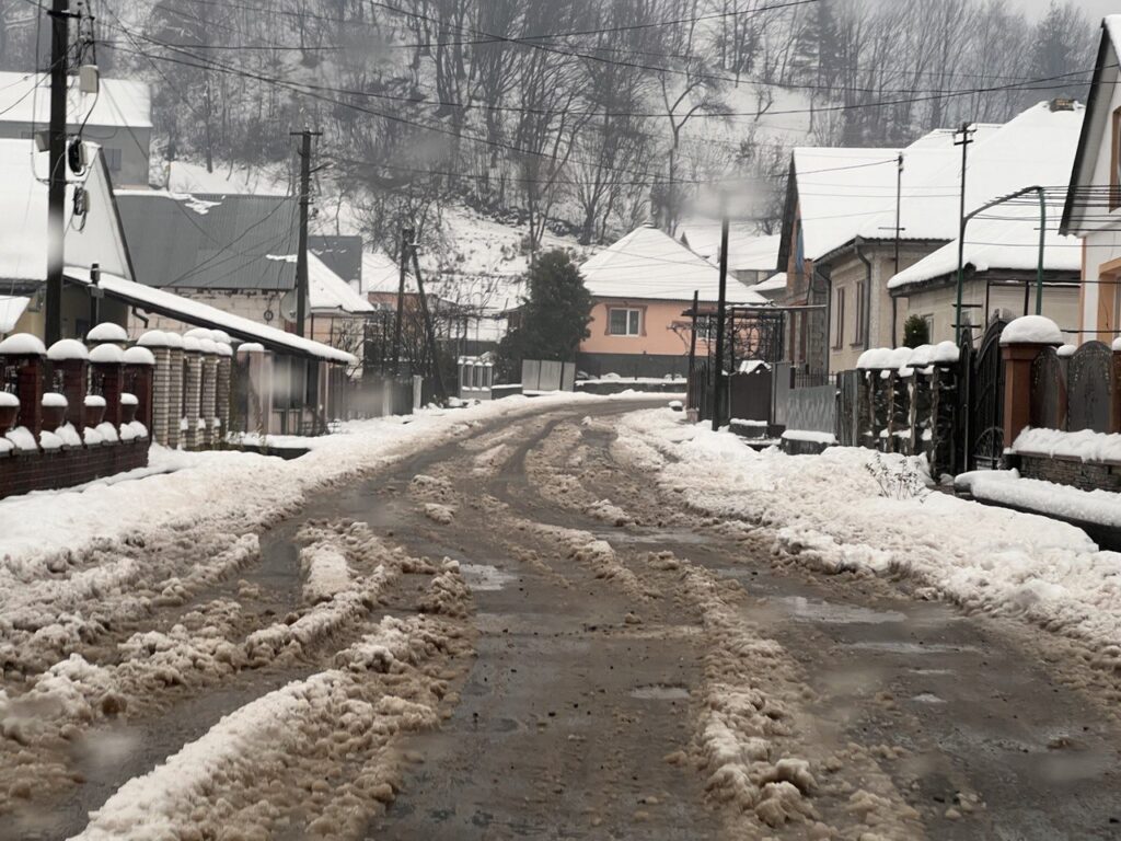 Сніг на дорозі у Стройному
