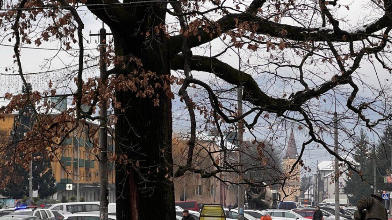 Бетоновоз у центрі Свалява