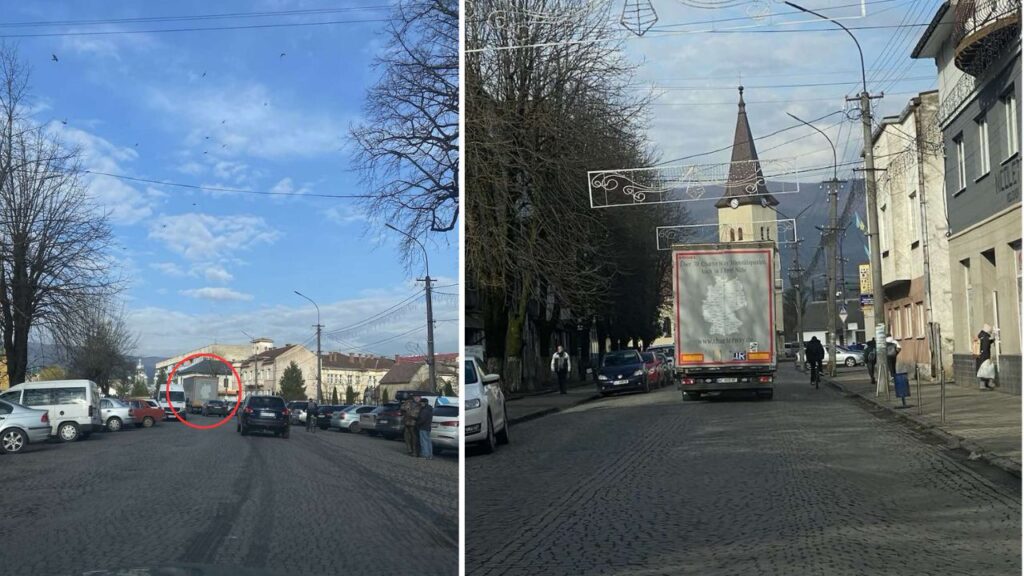 Вантажівка рухається центральною частиною Сваляви